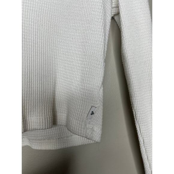 Aritzia TNA White Waffle Knit Cropped Long Sleeve Top – Size M - Picture 4 of 5